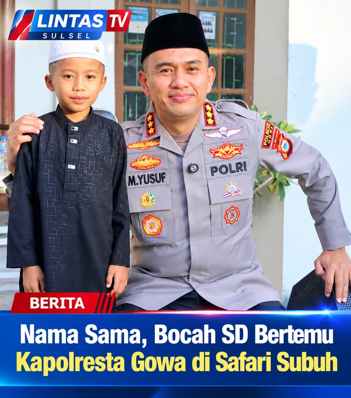 Nama Sama, Bocah SD Bertemu Kapolresta Gowa di Safari Subuh