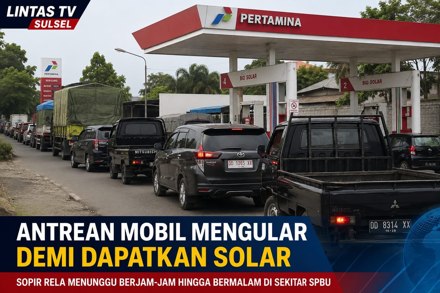 ANTREAN SOLAR MENGULAR DI MAKASSAR SOPIR TRUK RELA MENUNGGU BERJAM-JAM